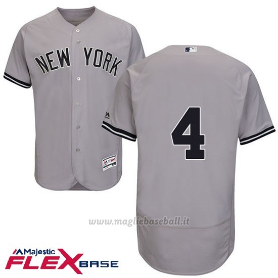 Maglia Baseball Uomo New York Yankees Lou Gehrig Majestic Autentico Collezione Flex Base Grigio